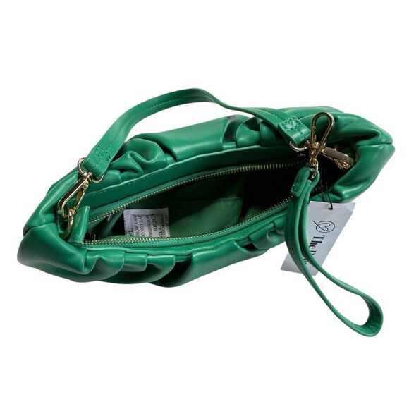 The Drop Ulla Ruched Convertible Bag Clutch Ultramarine Green NWT - Picture 8 of 16